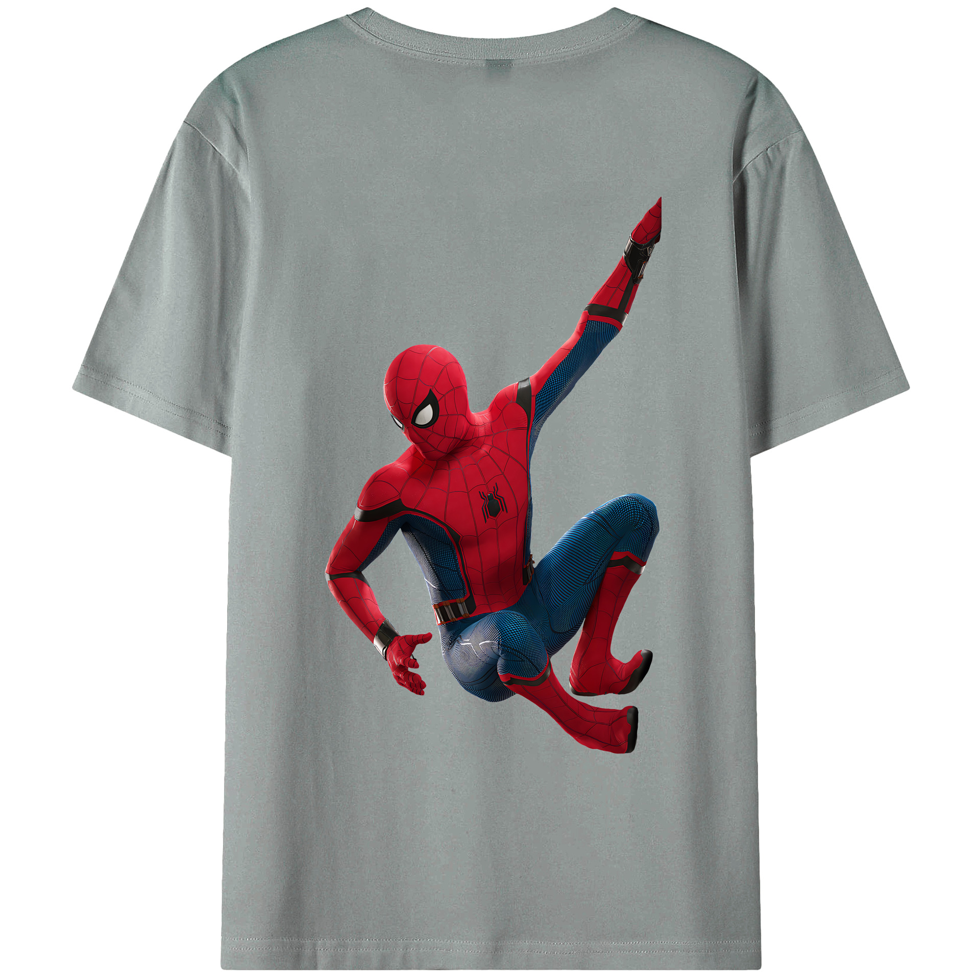 （画像用） Spider Man スパイダーマン 綿100％ メンズ半袖Tシャツ（バックプリント） 通気性